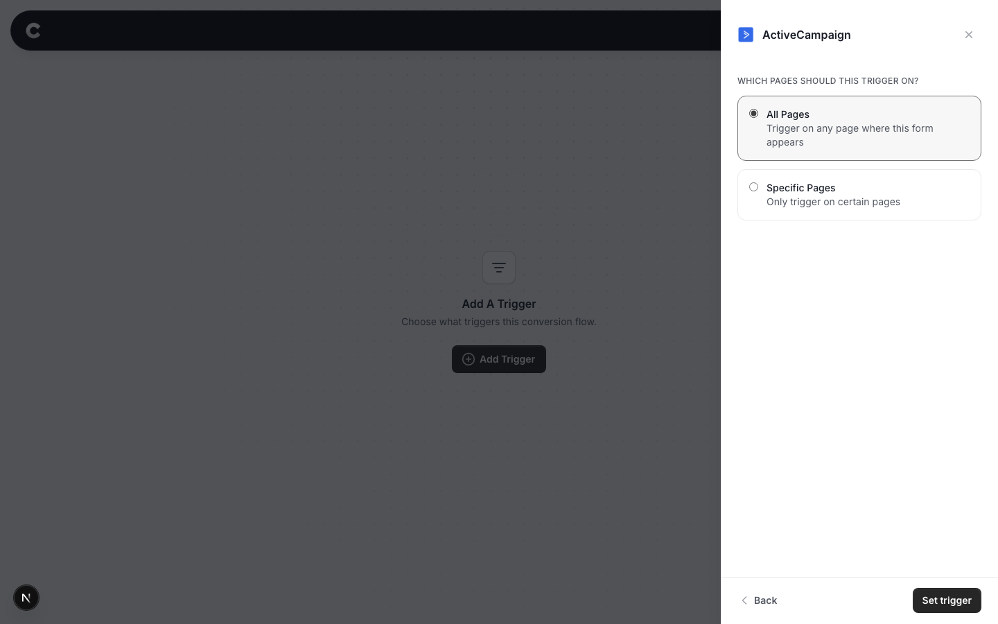 The page selection screen with All Pages selected