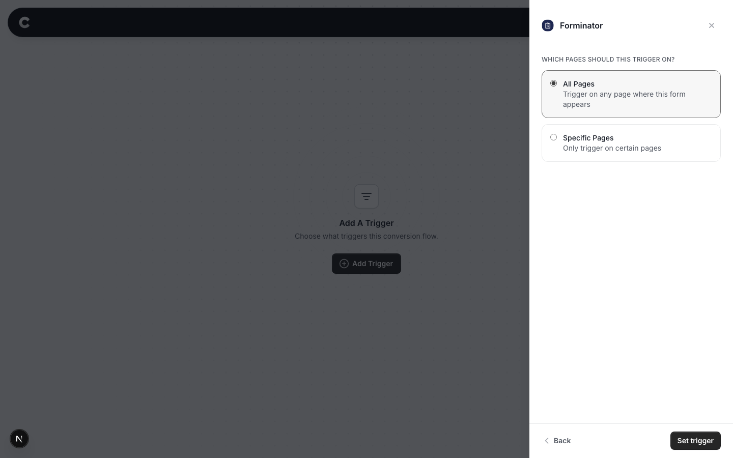 The page selection screen with All Pages selected
