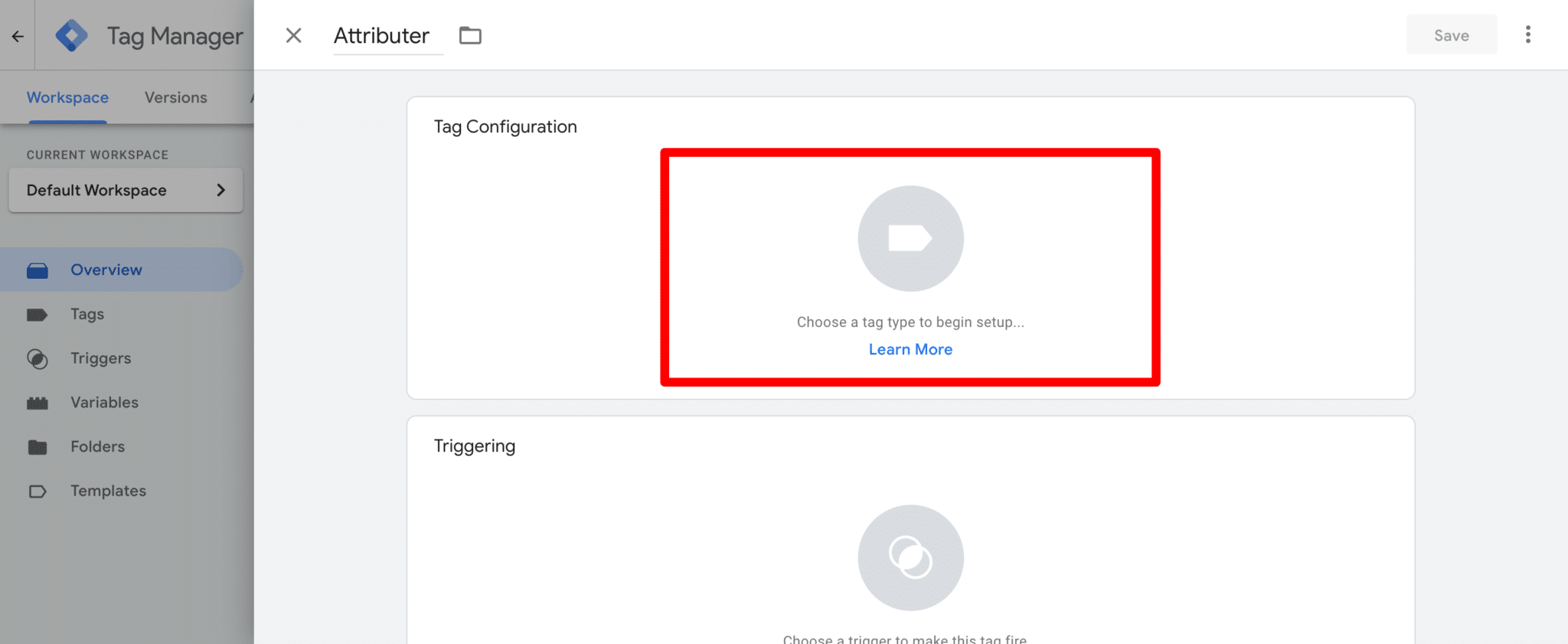 The Google Tag Manager screen where head code is added
