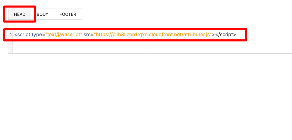 The Instapage Scripts & Privacy panel with the Head tab selected and code pasted in